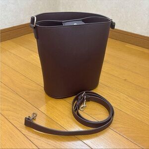 Uniqlo Leather Touch Bucket Shoulder Bag 2-Way Brown